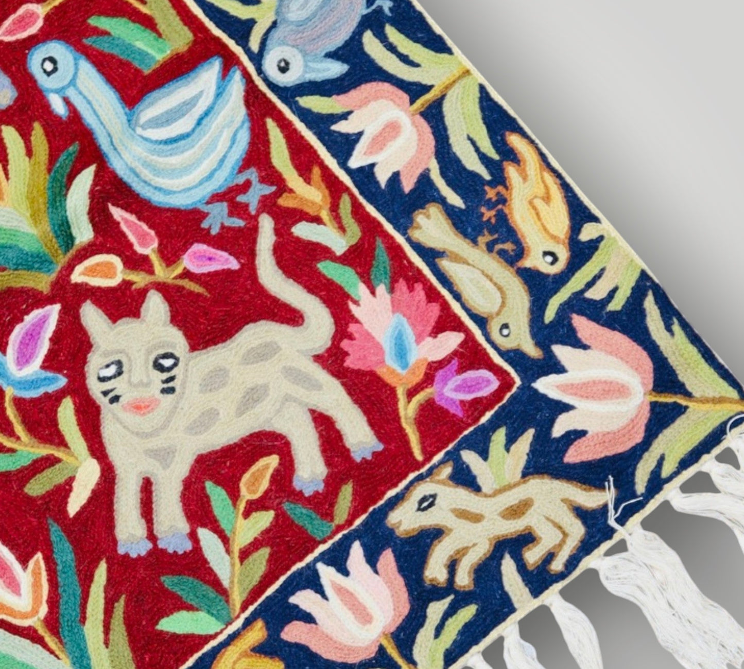 Silk Chainstitch Handmade Rug Forest Rug