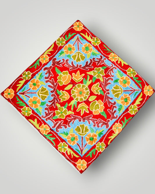 Pure Silk Chainstitch Cushion Cover