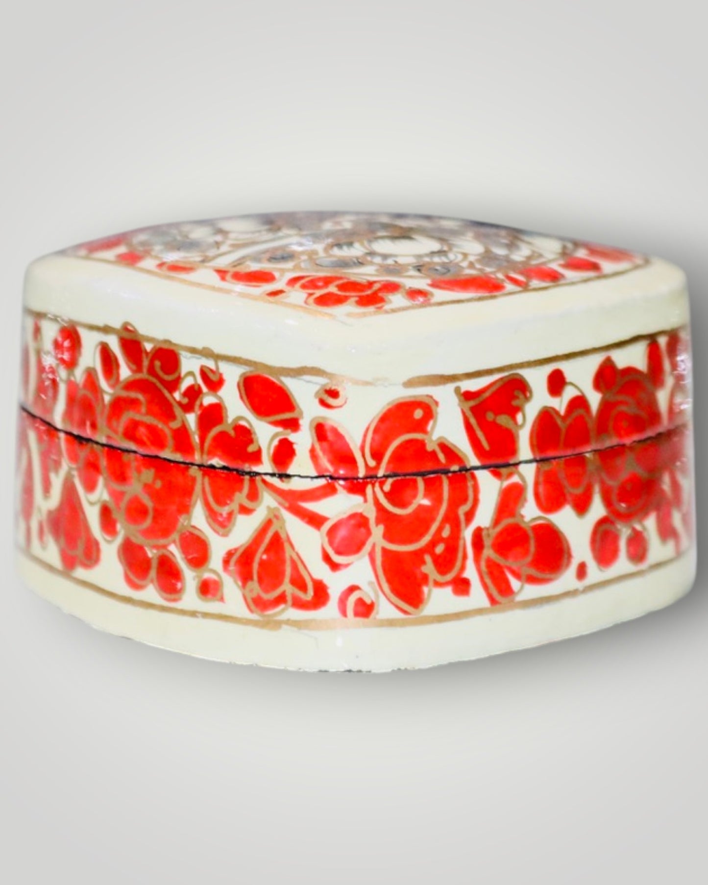 White Paper Mache Poshkaar Design Heart Box