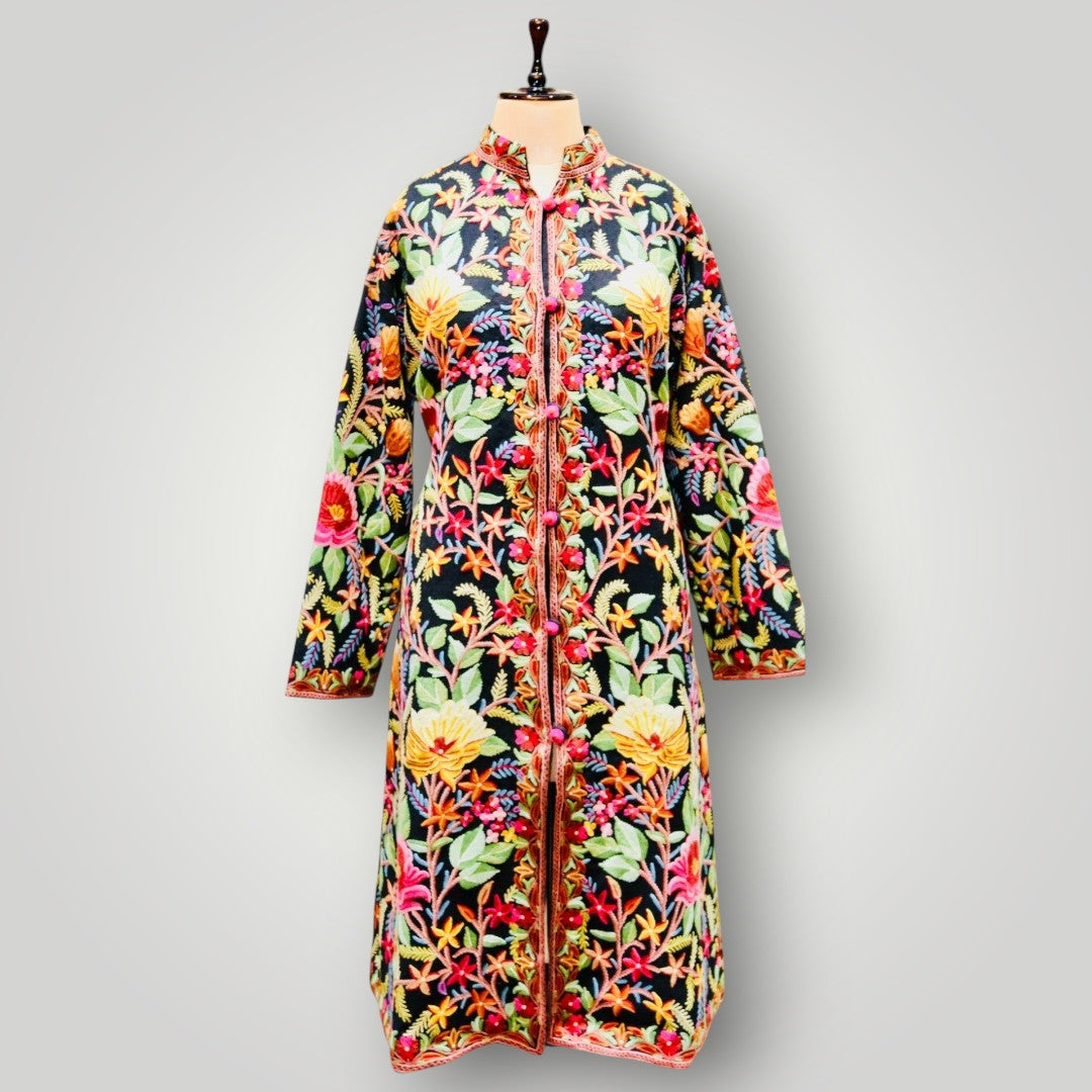 Multicolour Handmade Cashmere Long Jacket