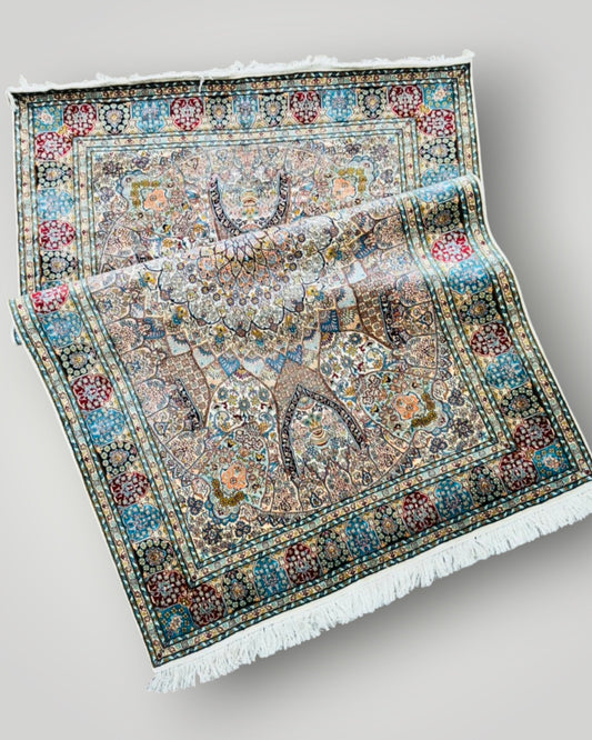 6 FT × 4 FT Tabrizi Fine Silk On Silk Hand Knotted Carpet