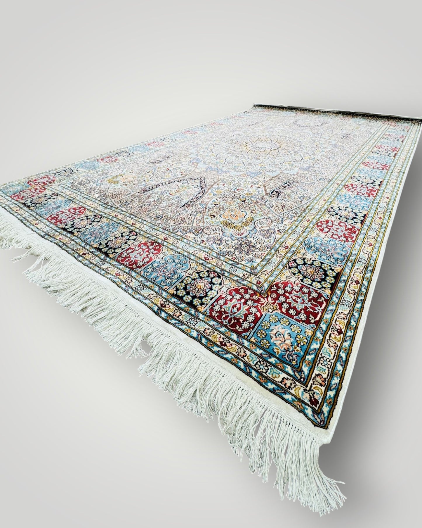 6 FT × 4 FT Tabrizi Fine Silk On Silk Hand Knotted Carpet