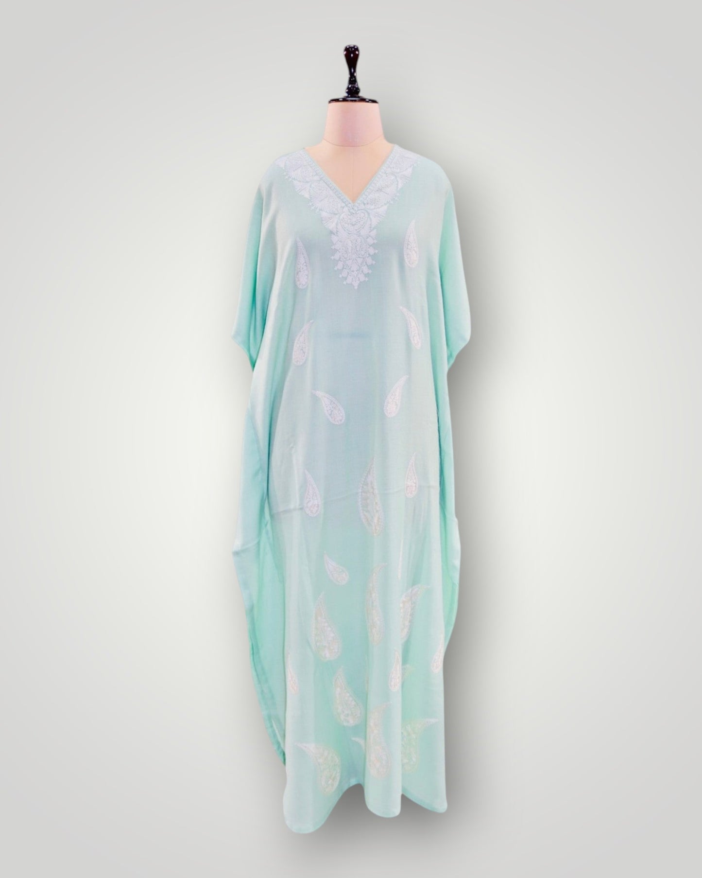 Pink Fine Wool Long Kaftan