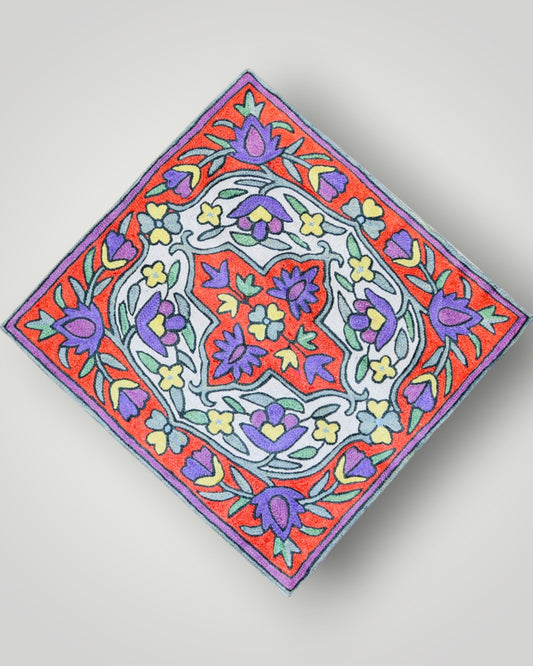 Pure Silk Chainstitch Cushion Cover