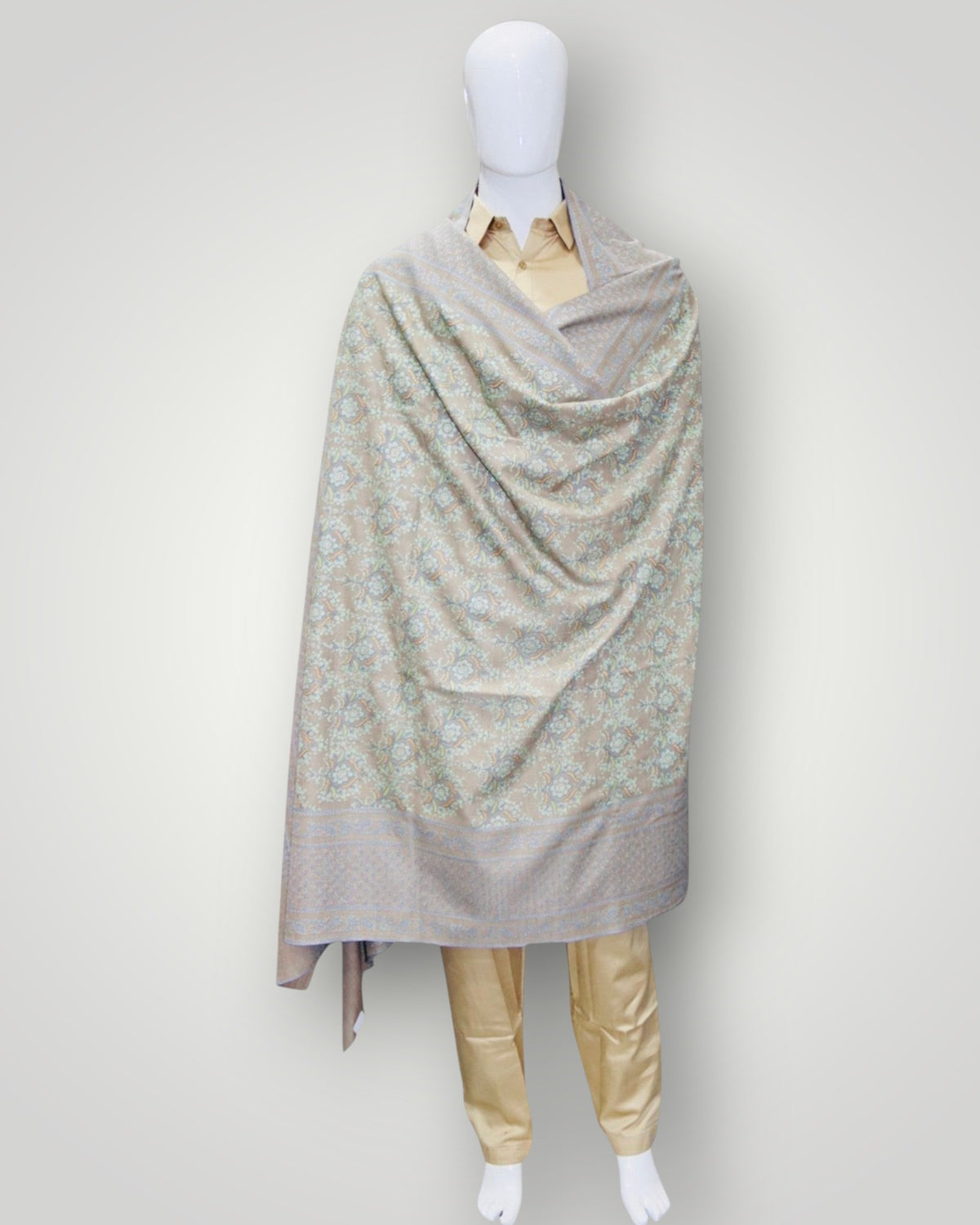 Exclusive Grey Sozni Embroidered Pashmina Gents Shawl