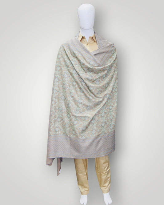 Exclusive Grey Sozni Embroidered Pashmina Gents Shawl