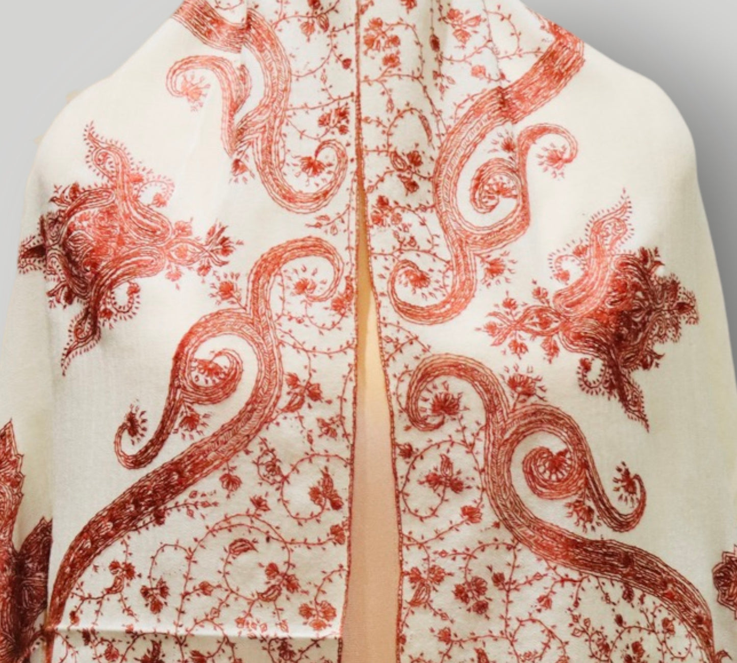 White Toosha Handwork Sozni Designer Shawl