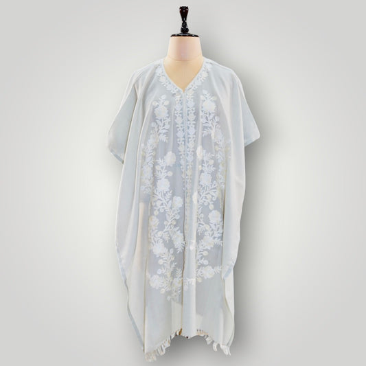 Silver Grey Cashmere Ari Paisley Cape Shawl