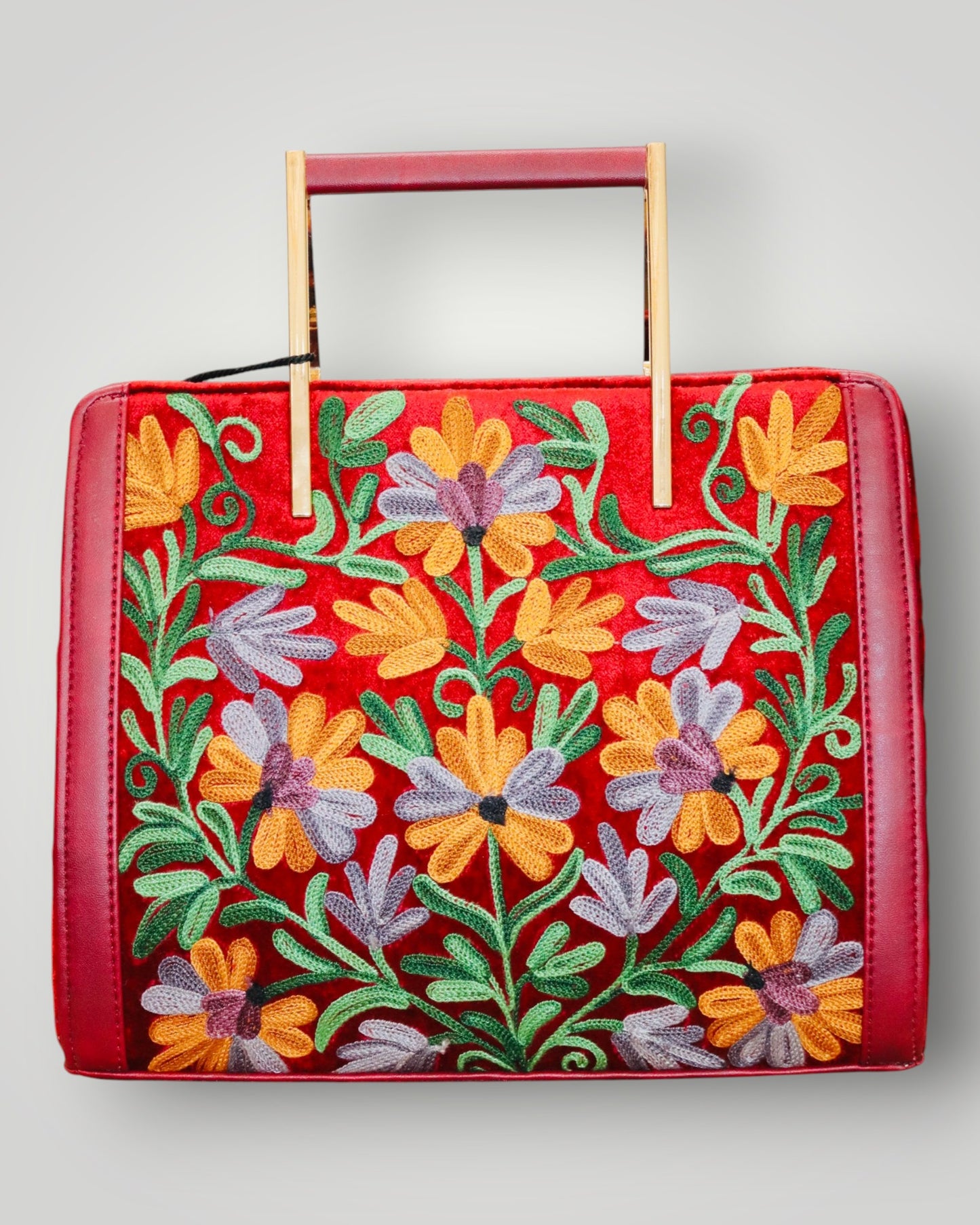 Dark Red Ari Handmade Embroidered Handbag