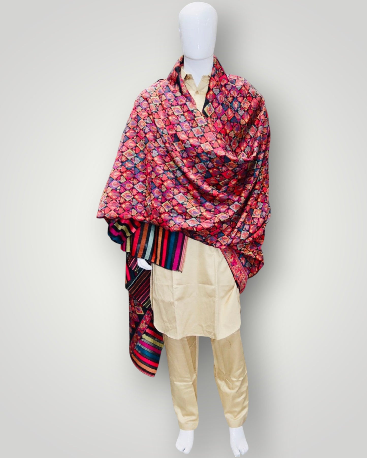 Red Cashmere Gents Kani Shawl