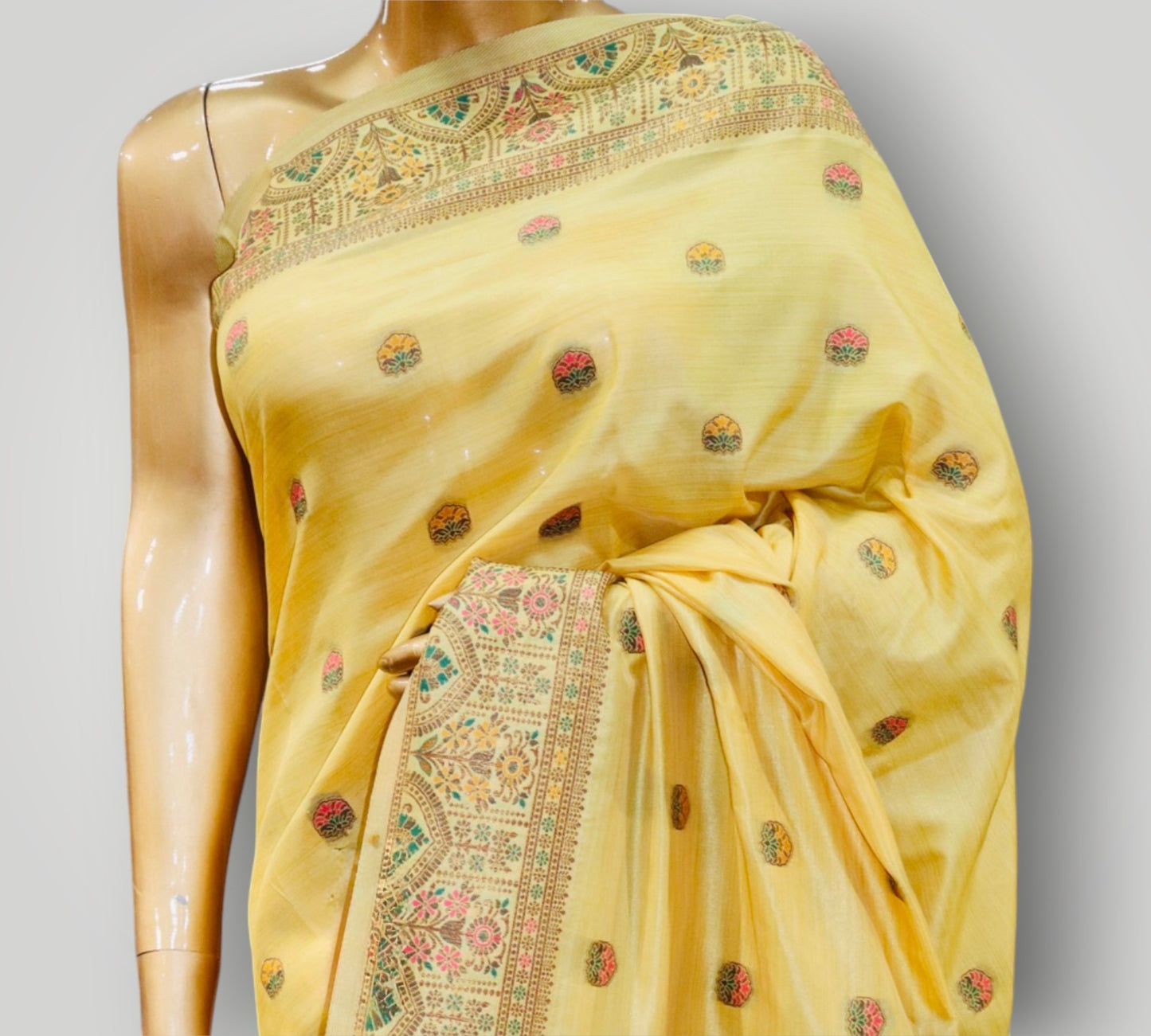 Yellow Jamdani Silk Kani Saree