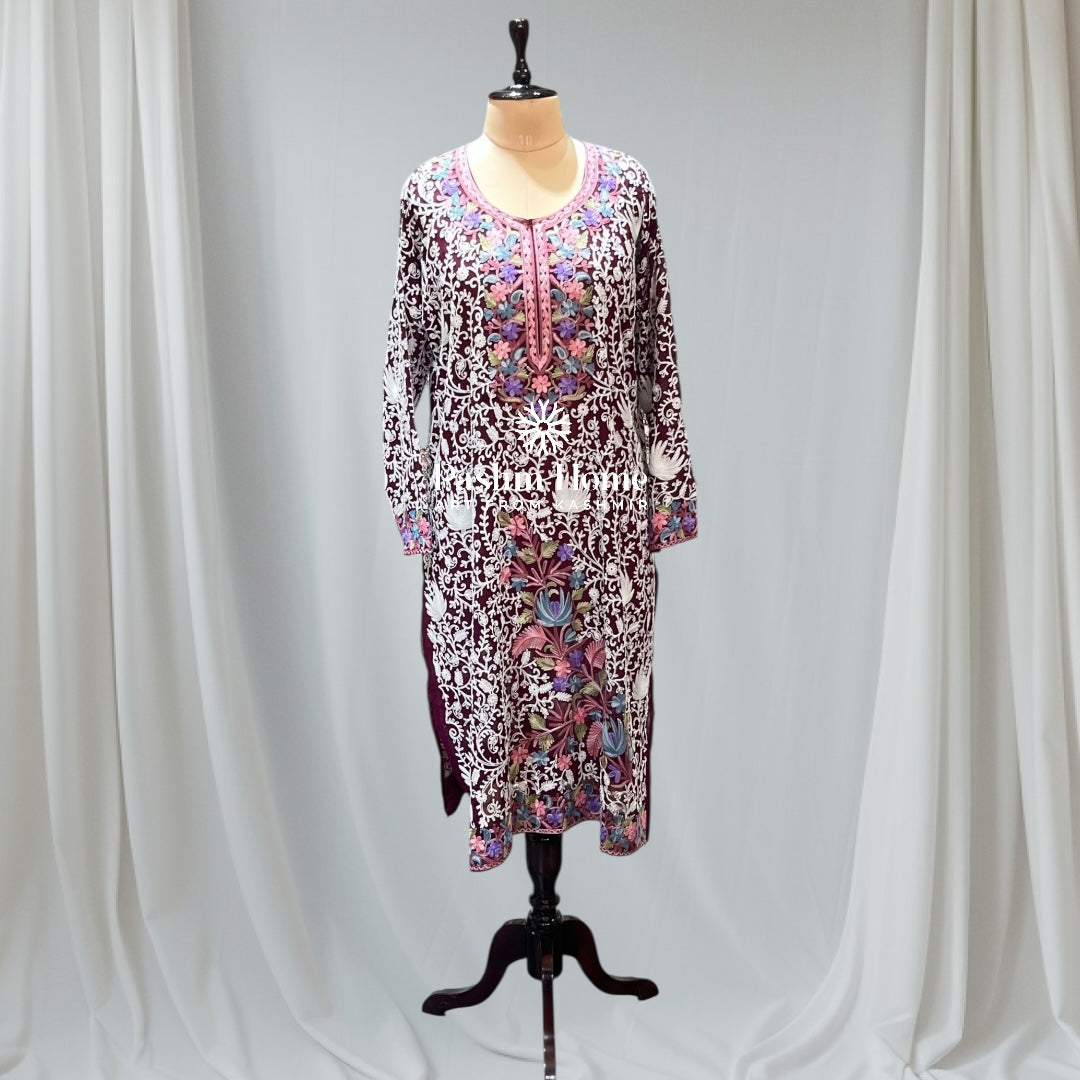 Purple Floral Pure Georgette Top Suit