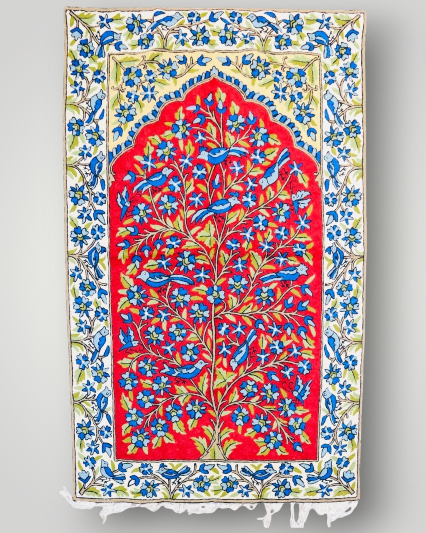 Silk Chainstitch Handmade Tree Of Life Rug