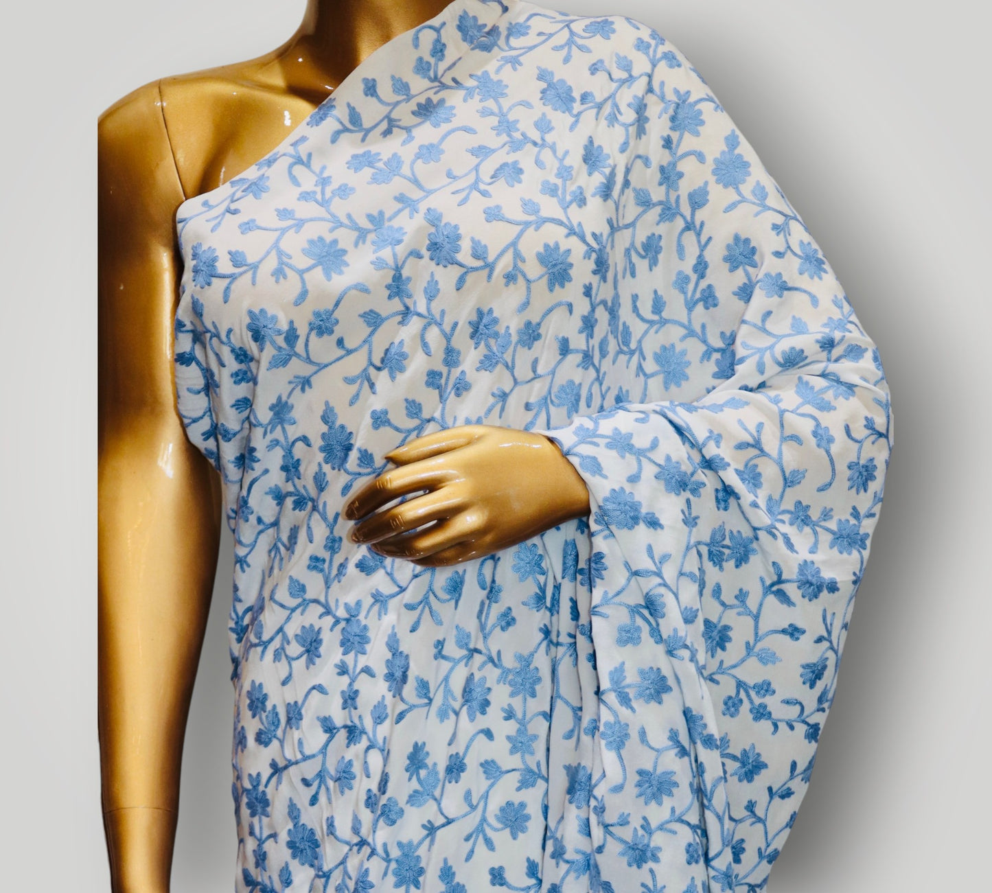 White Crepe Ari Jali Saree