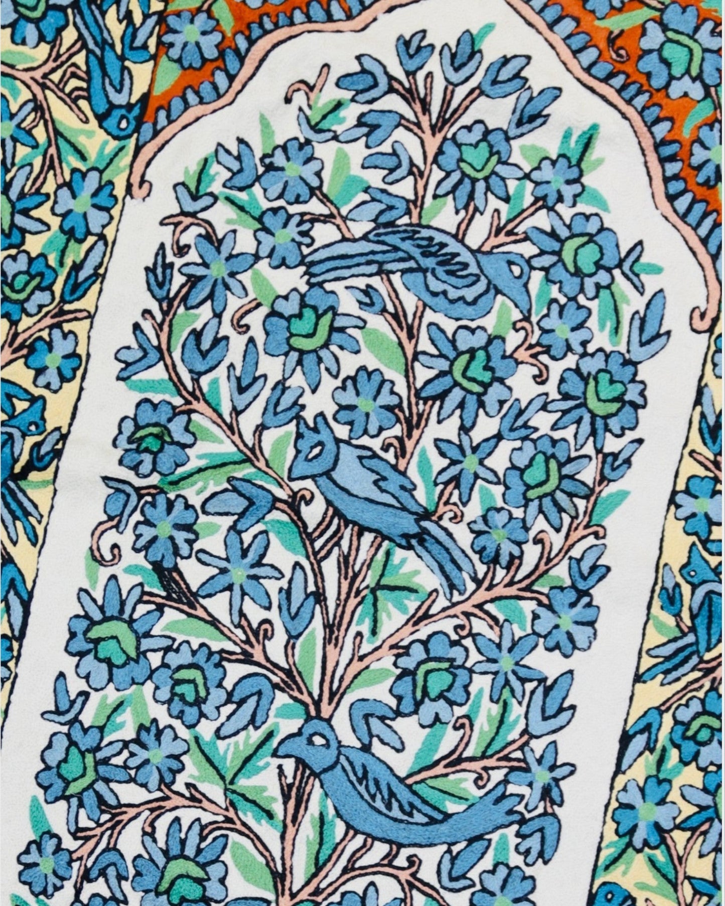 Silk Chainstitch Handmade Tree Of Life Rug