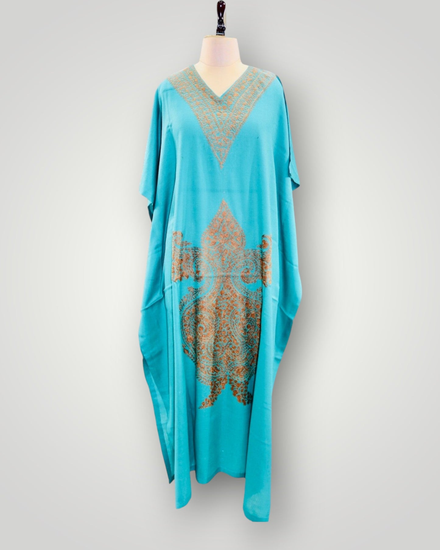 Pink Fine Wool Long Kaftan