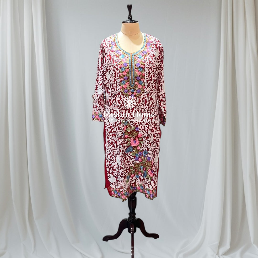 Red Floral Georgette Top Suit