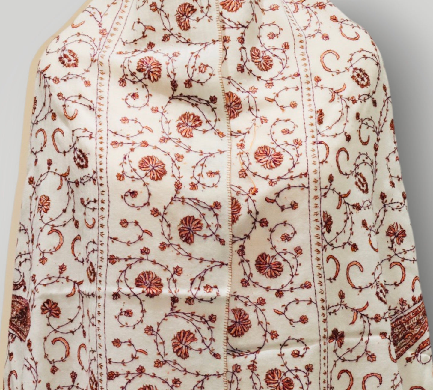 White Pure Wool Handwork Sozni Jali Shawl