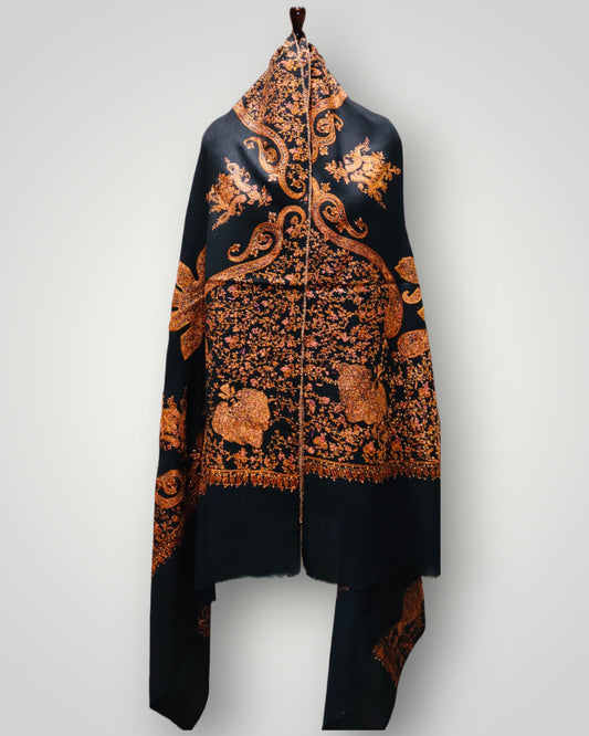 Black Toosha Sozni Shawl