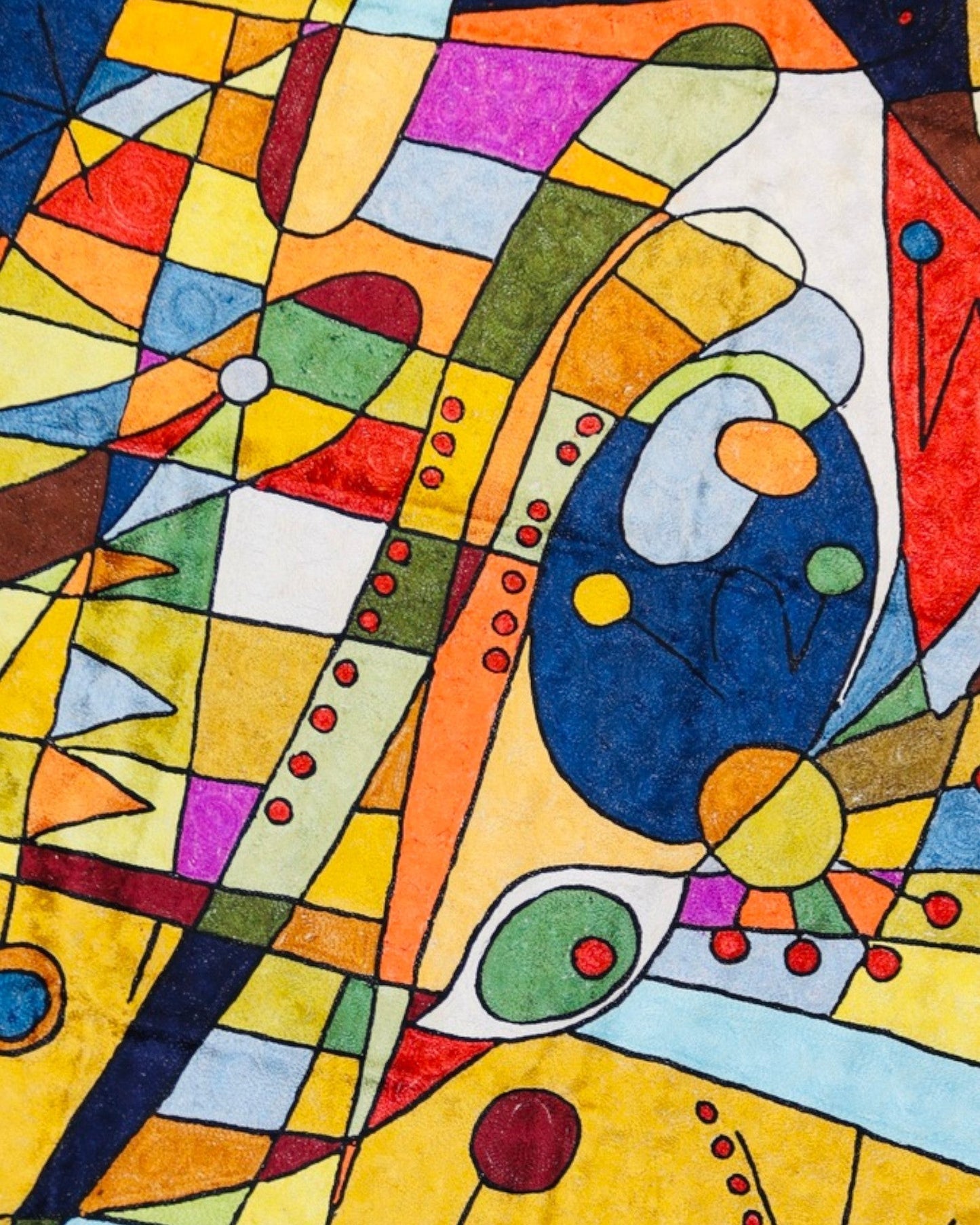Silk Chainstitch Handmade Modern Picasso Rug