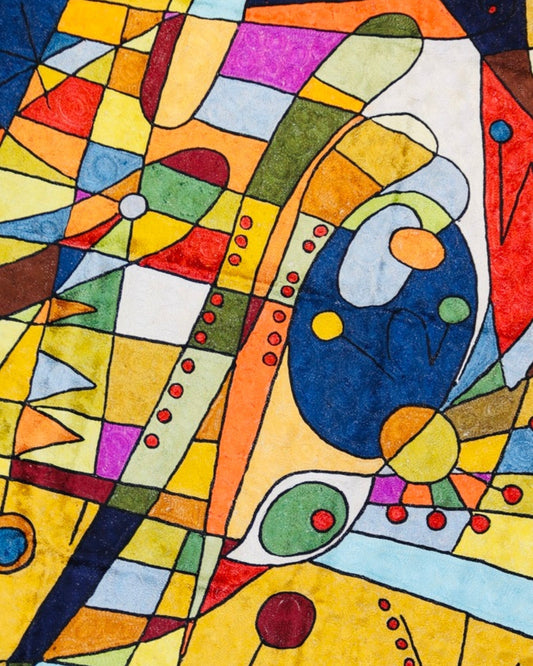 Silk Chainstitch Handmade Modern Picasso Rug