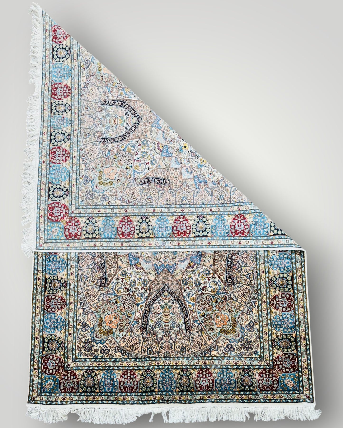 6 FT × 4 FT Tabrizi Fine Silk On Silk Hand Knotted Carpet