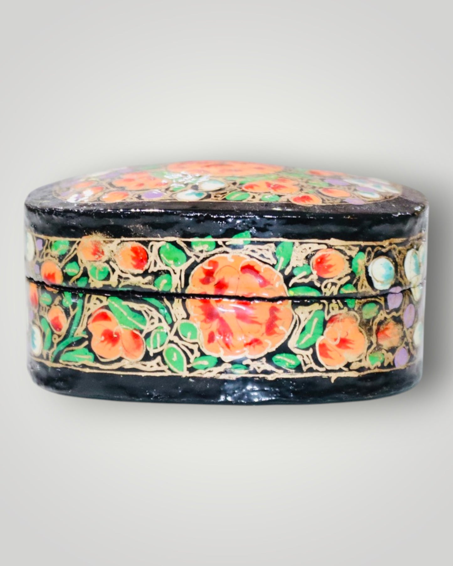 Black Paper Mache Round Box