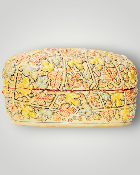 Yellow Paper Mache Embossed Box