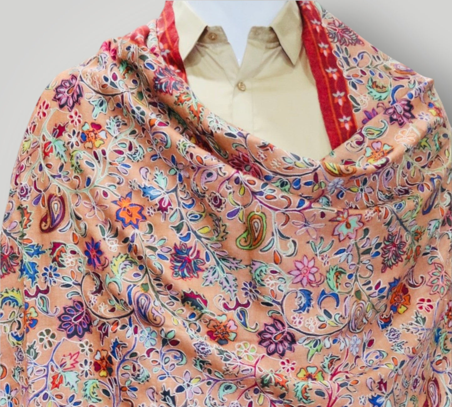 Multicolour Cashmere Kalamkari Gents Shawl