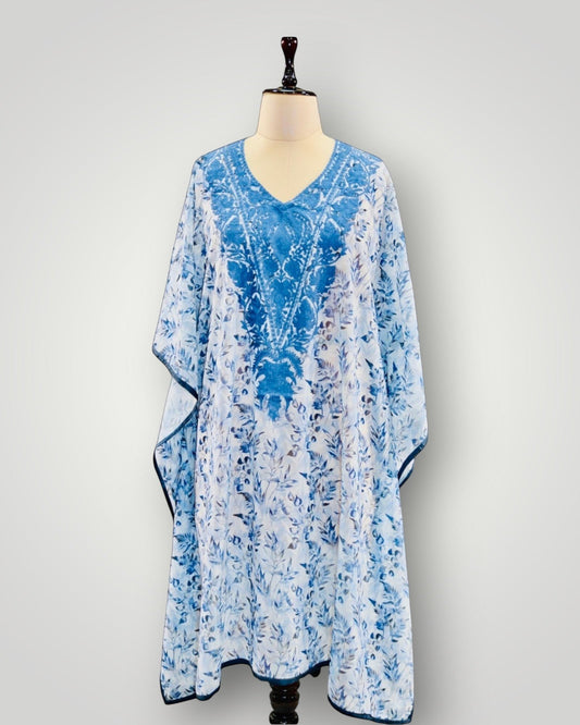Light Blue Georgette Printed Short Kaftaan