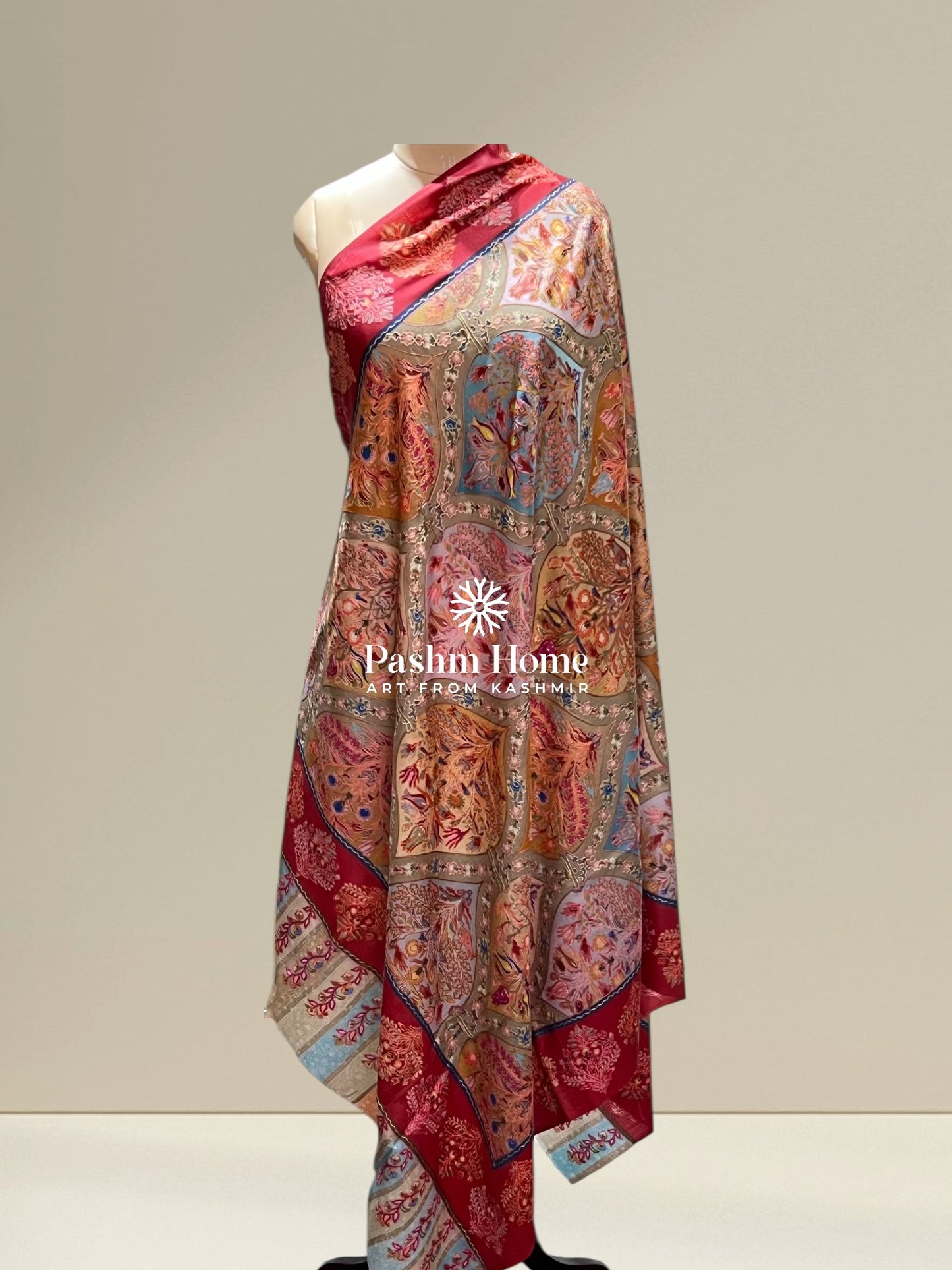 Multicolour Fine Wool Kalamkari Shawl