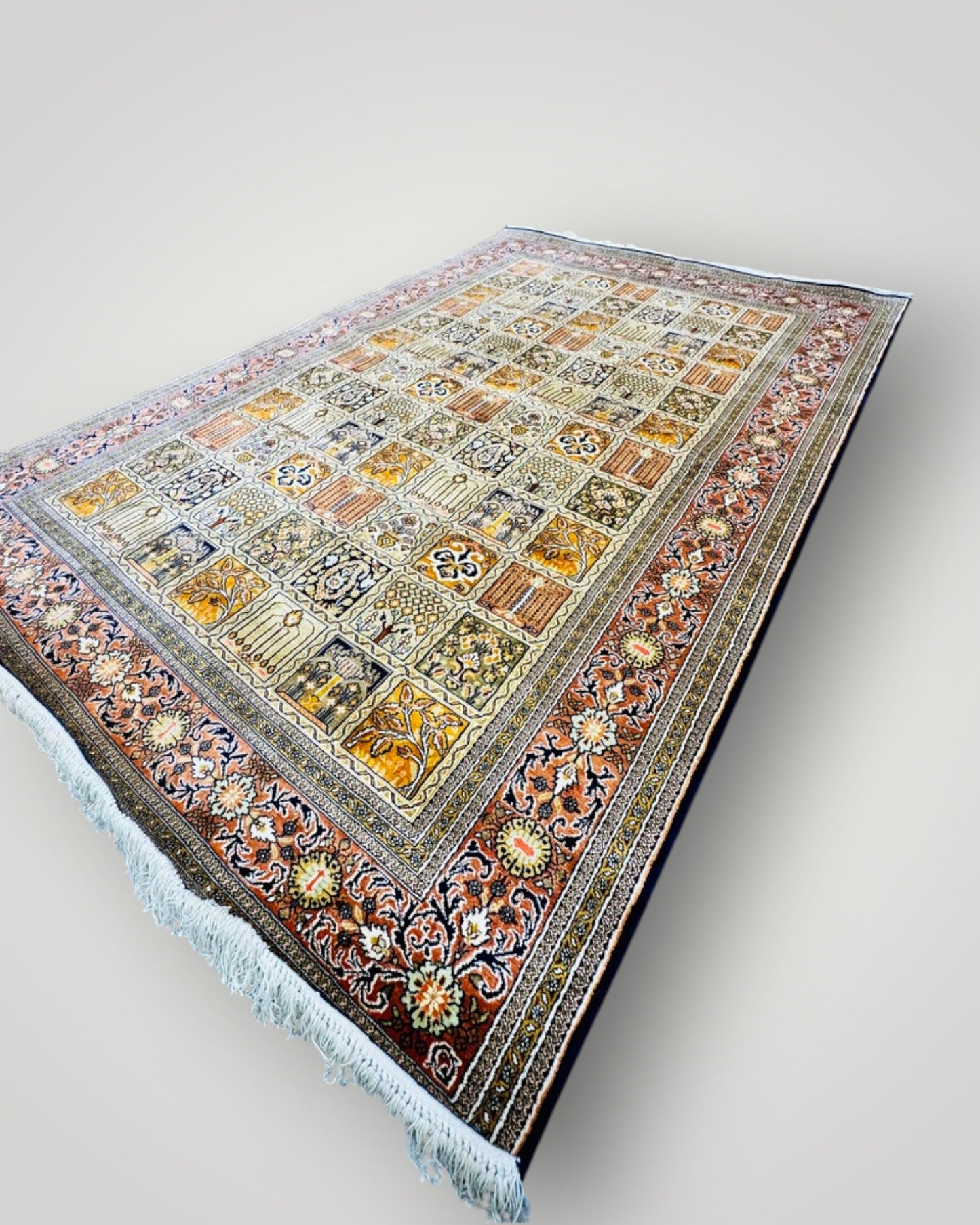 6 FT × 4 FT Qum Silk On Silk Hand Knotted Carpet