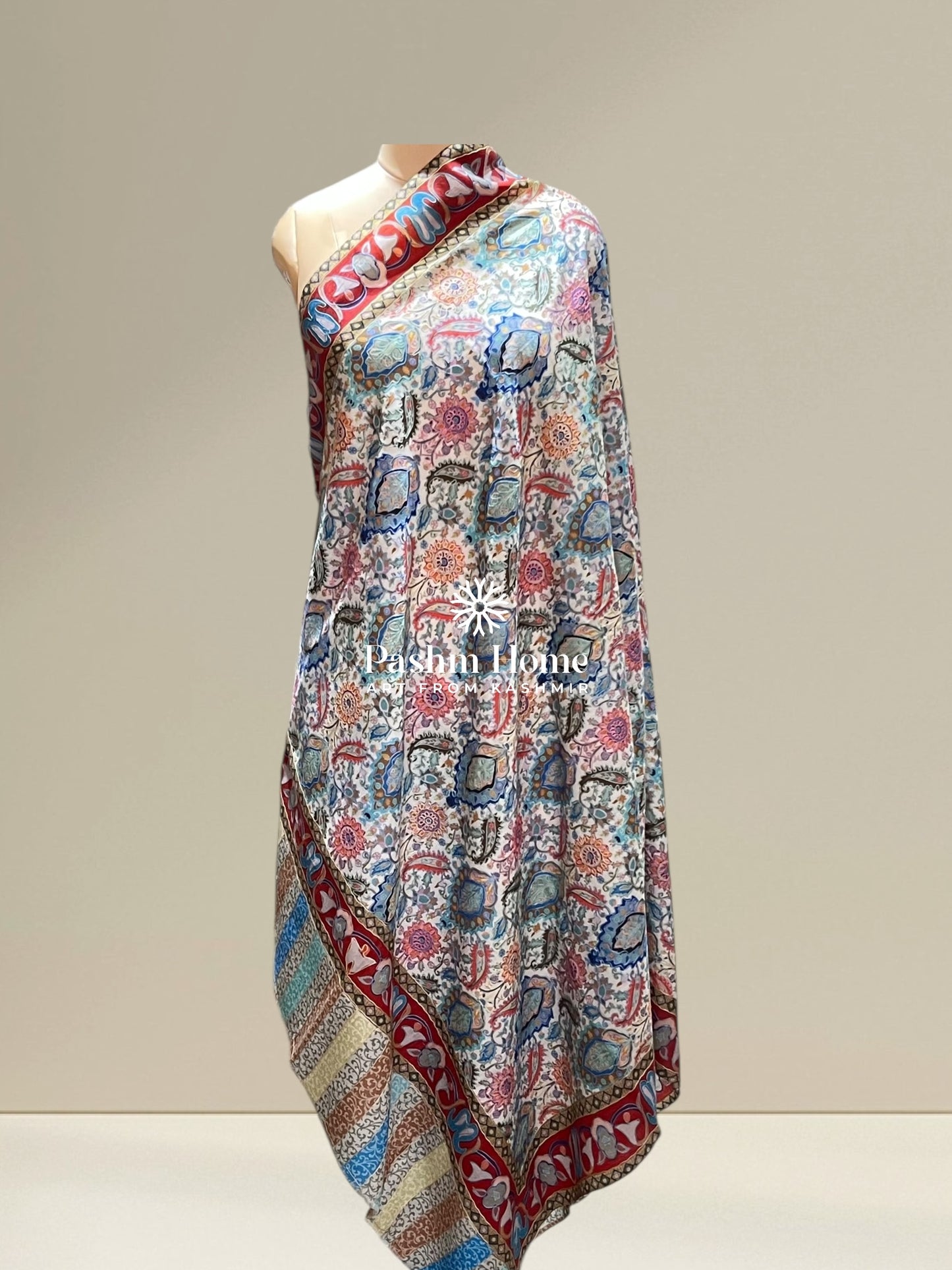 Muticolour Fine Wool Kalamkari Shawl