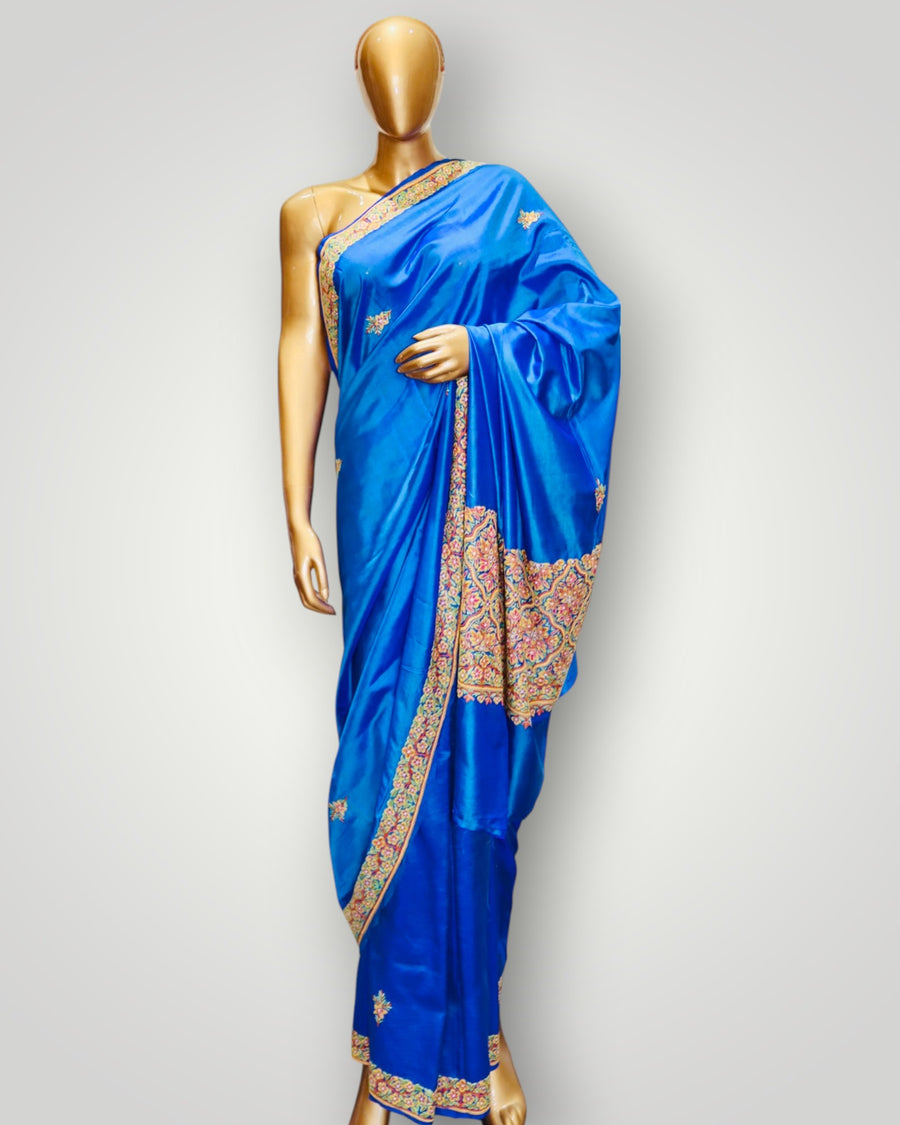 Blue Pure Silk Handmade Ari Saree