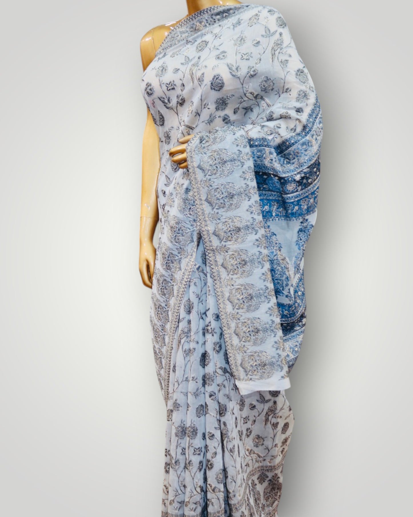 Light Blue Pure Silk Ari Saree