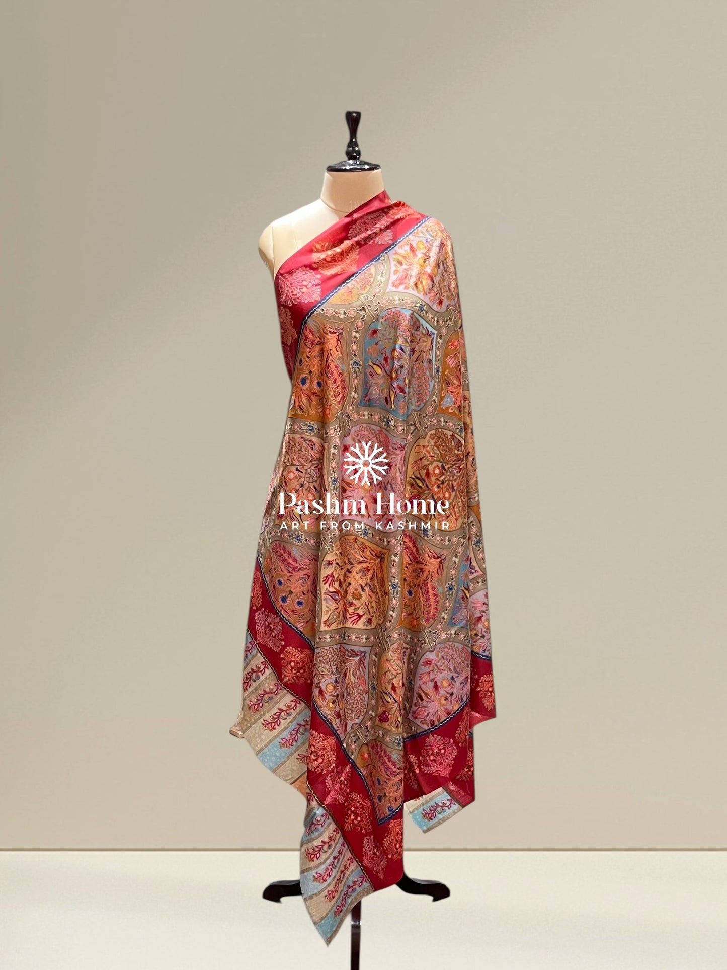 Multicolour Fine Wool Kalamkari Shawl