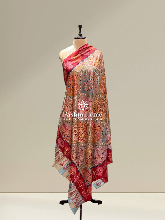 Multicolour Fine Wool Kalamkari Shawl