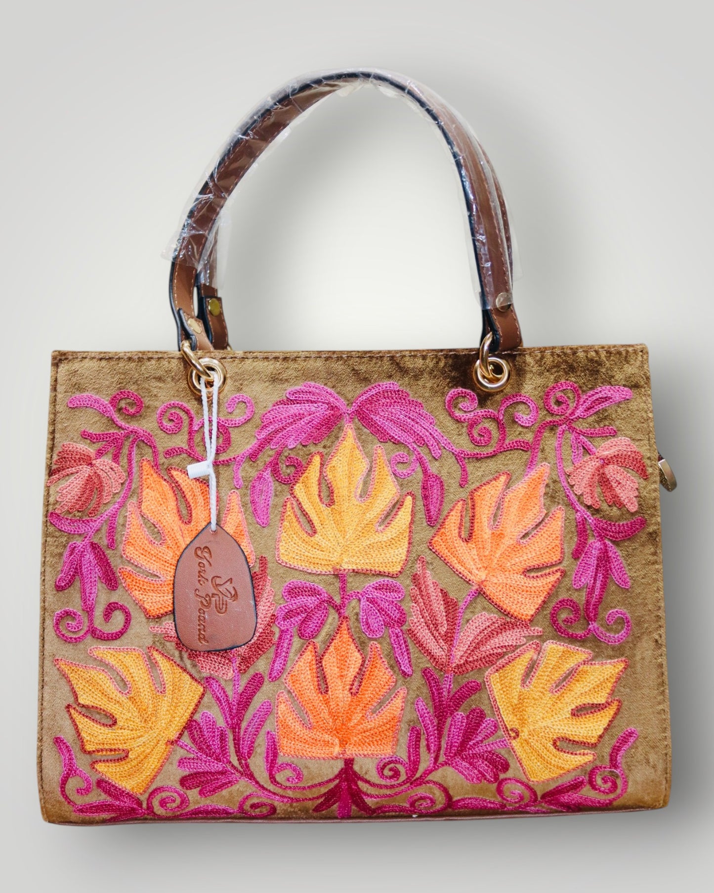 Brown Ari Handmade Embroidered Handbag