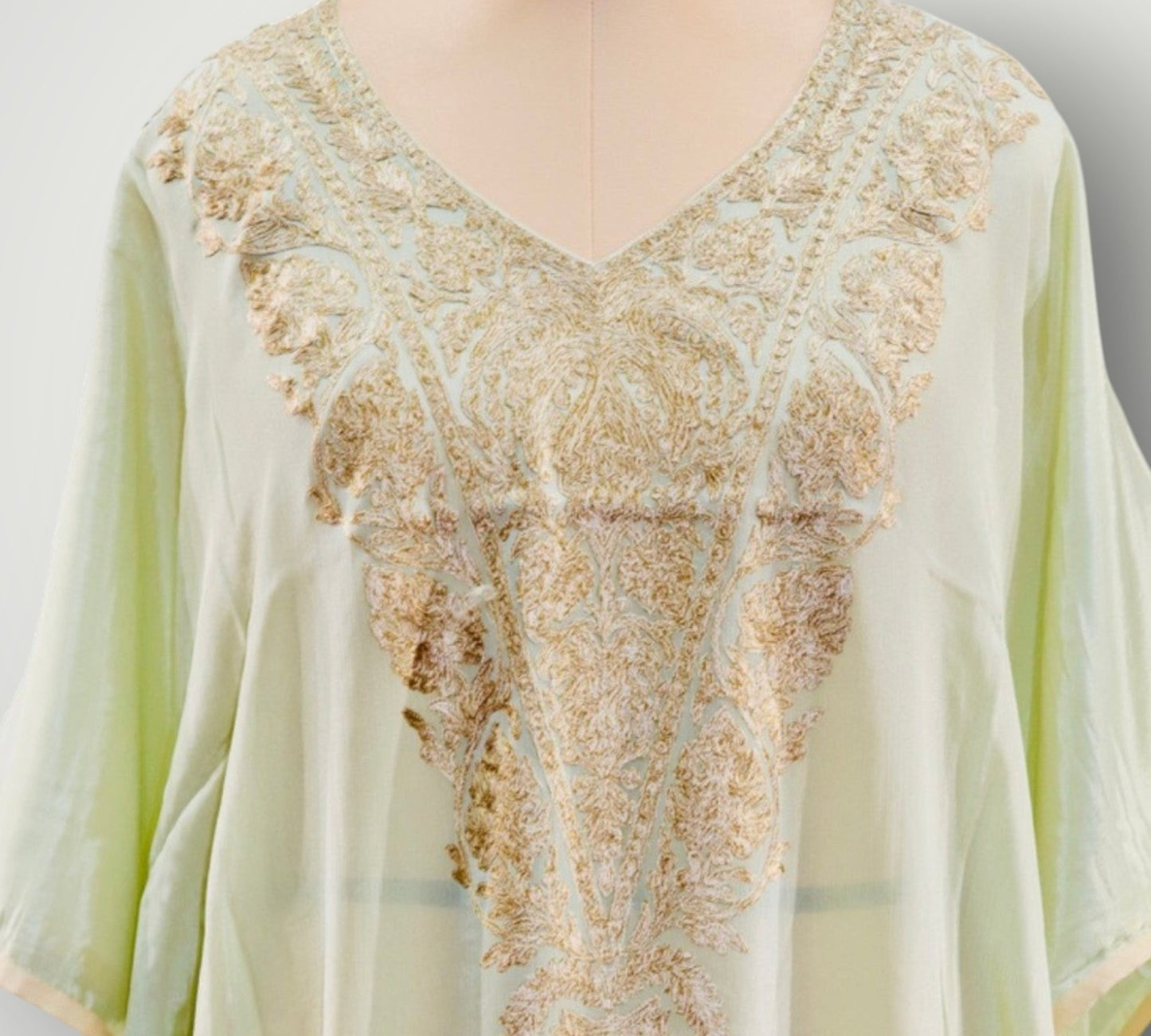 Olive Plain Georgette Ari Short Kaftan