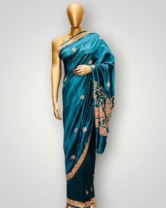 Deep Teal Pure Silk Ari Saree