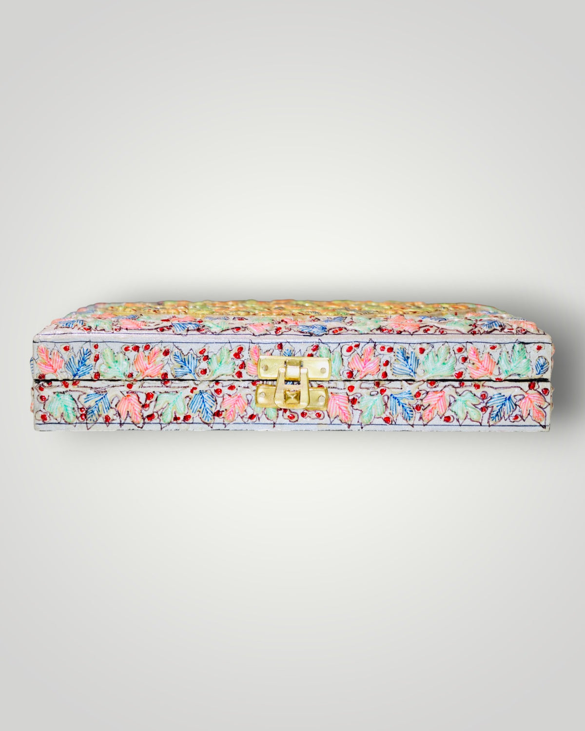 White Paper Mache Embossed Jewellery Box