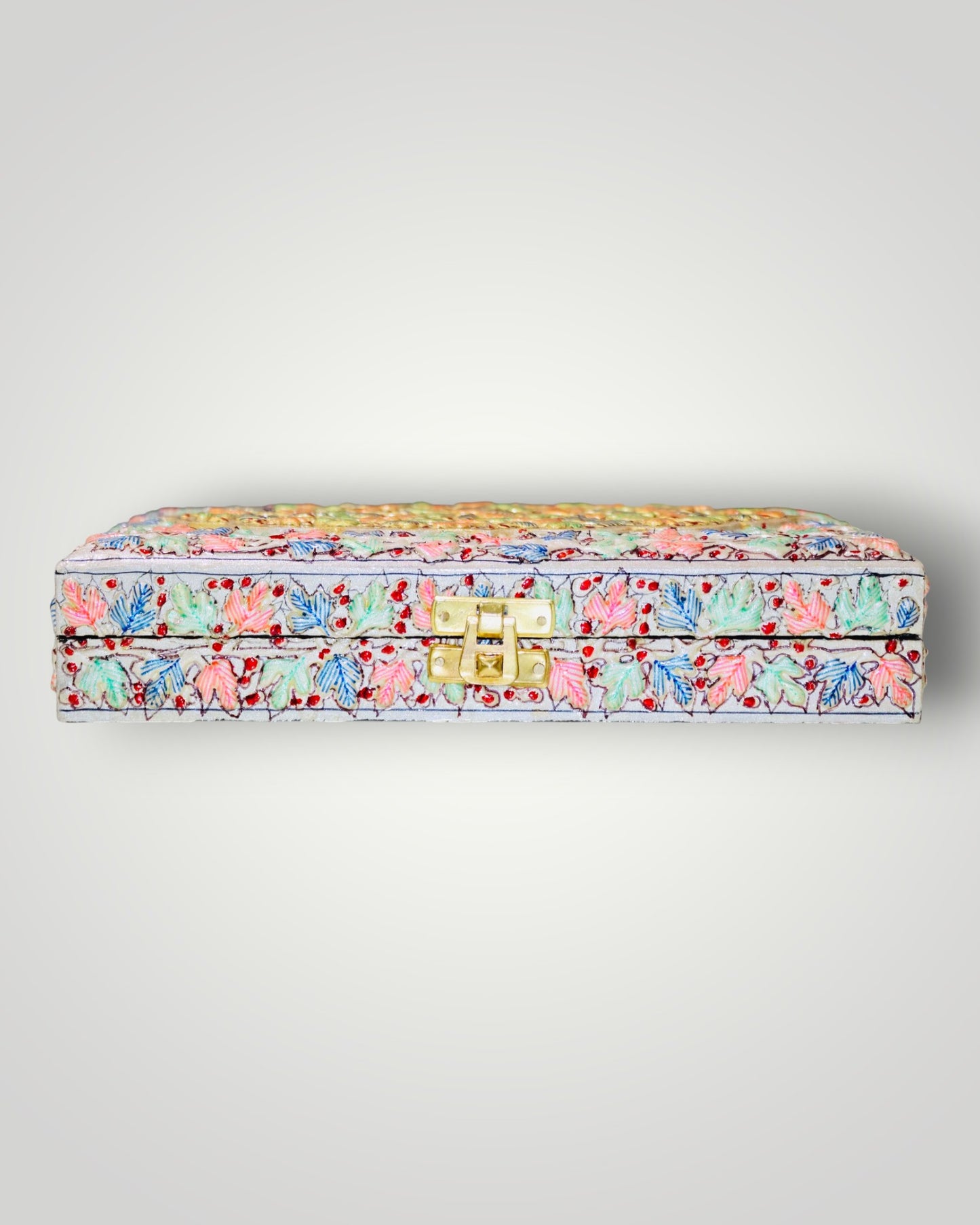 White Paper Mache Embossed Jewellery Box