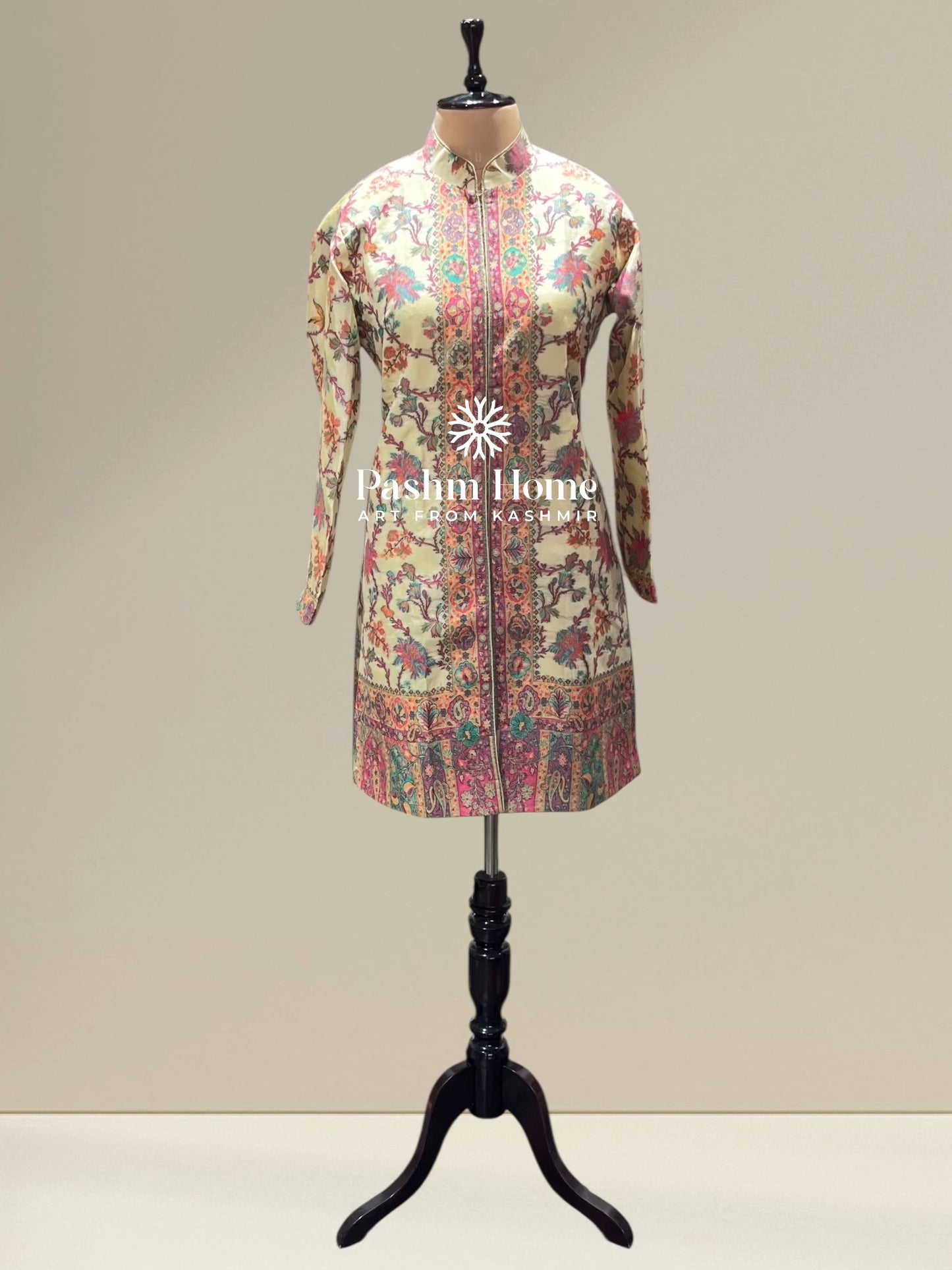 Cream Fine Silk Kani Coat