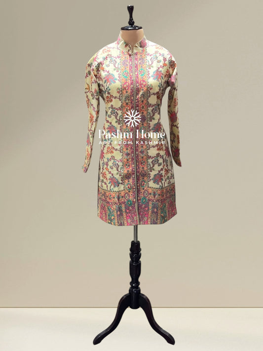 Cream Fine Silk Kani Coat