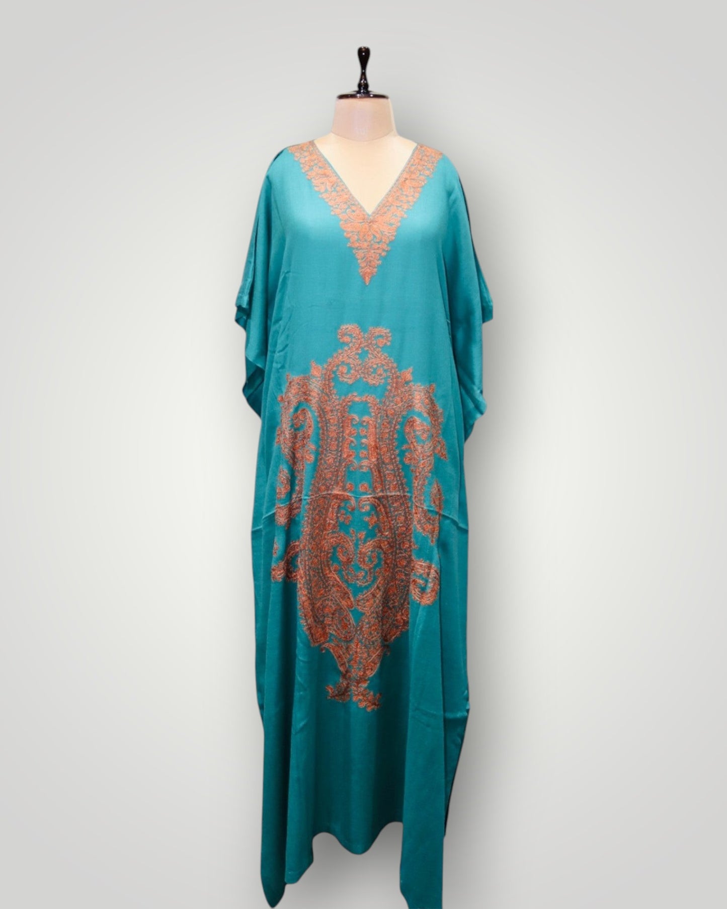 Pink Fine Wool Long Kaftan