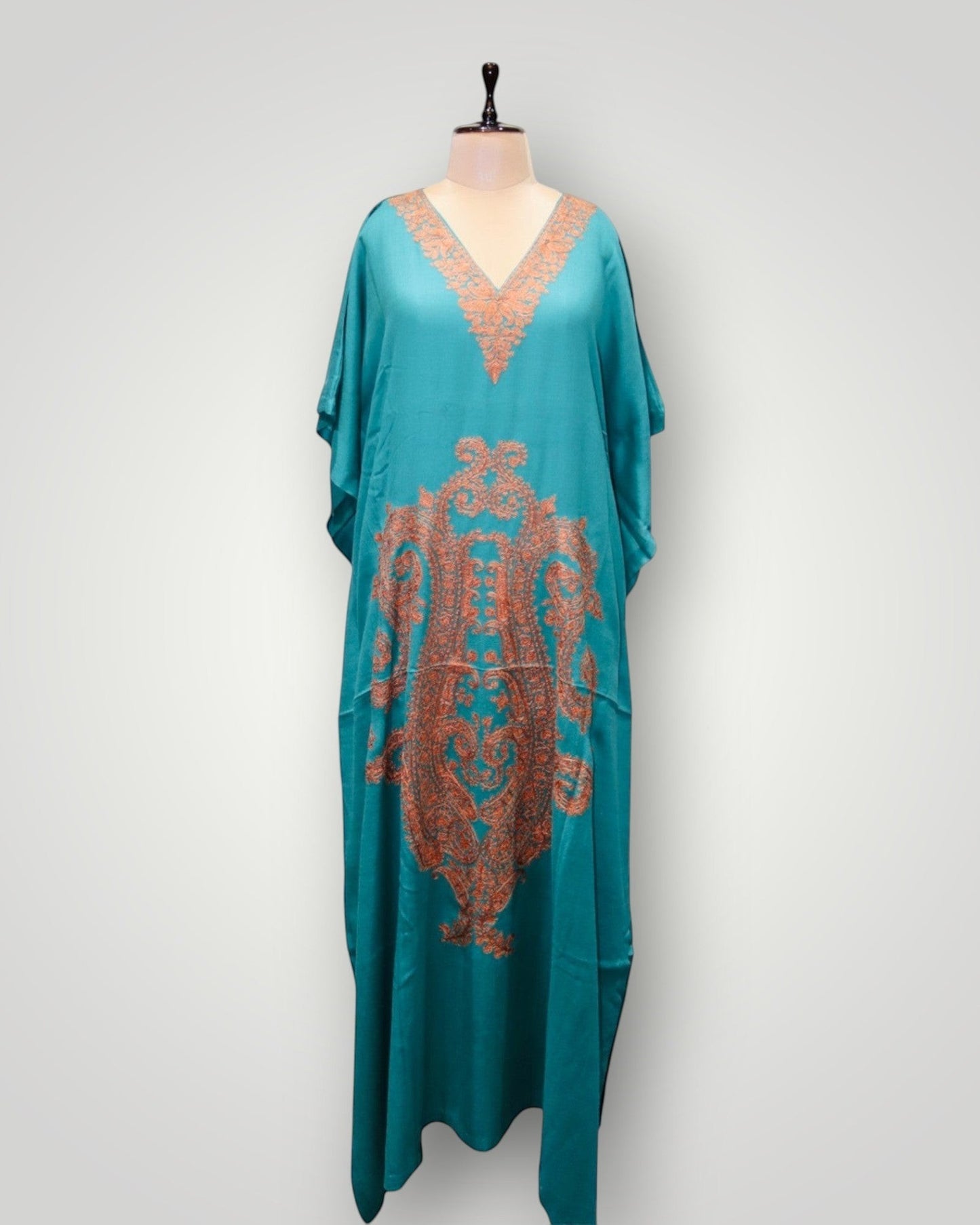 Grey Cashmere Ari Paisley Long Kaftan