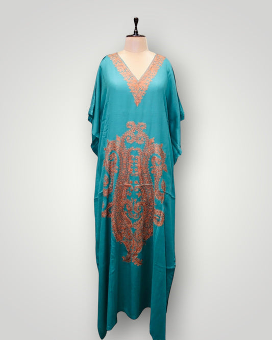 Blue Fine Wool Long Kaftaan