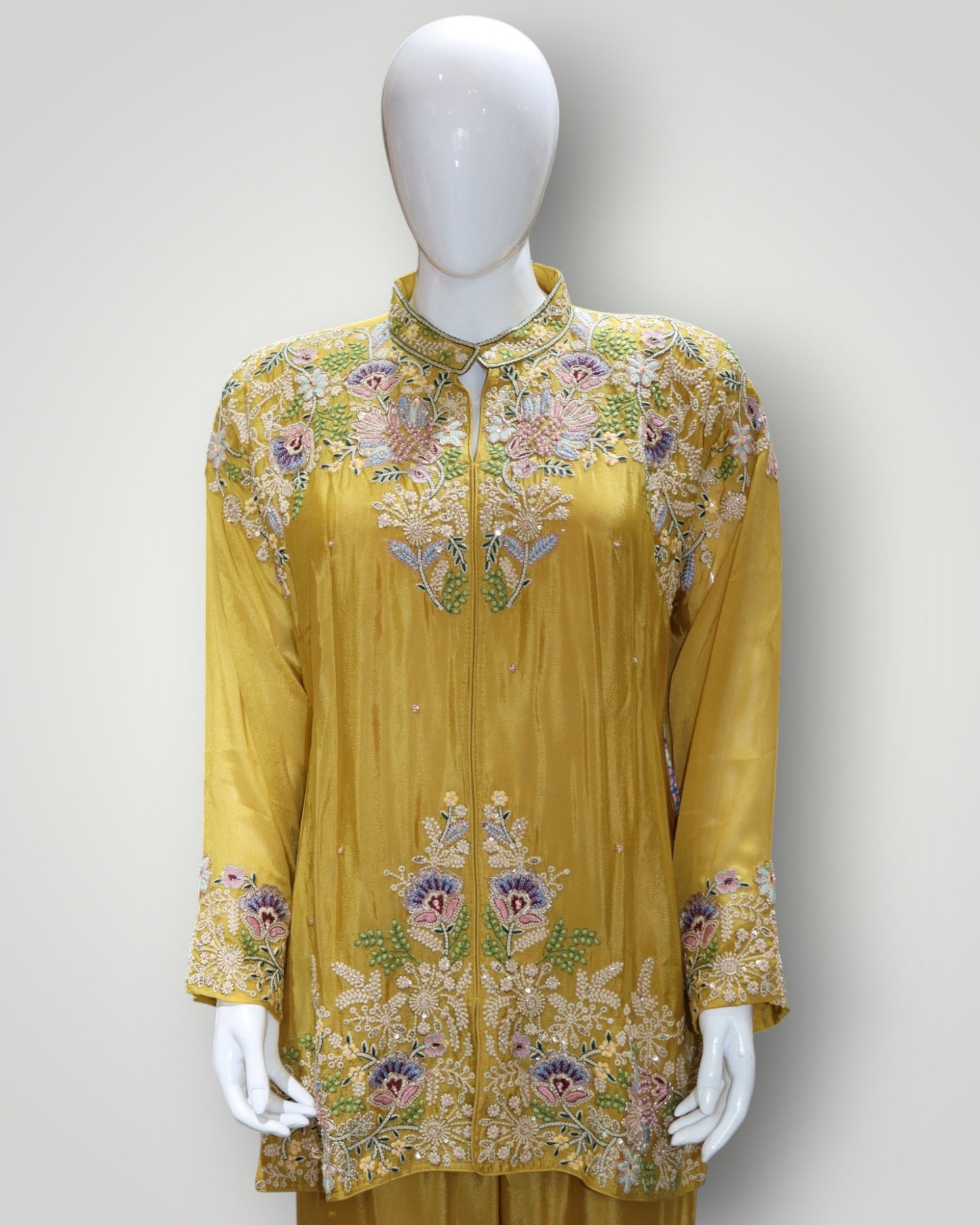 Yellow Pure Crepe Designer Cord Set