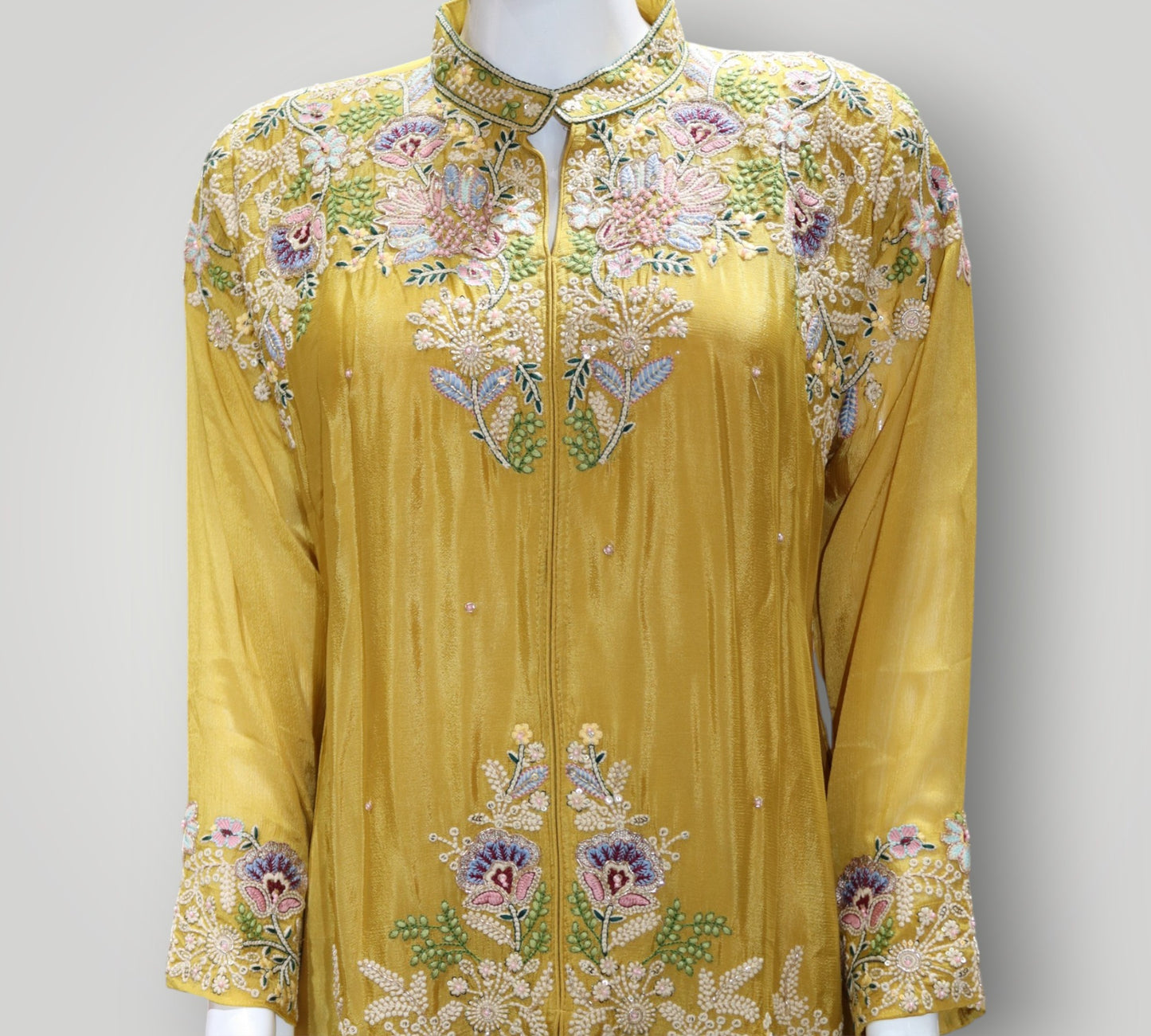 Yellow Pure Crepe Designer Cord Set