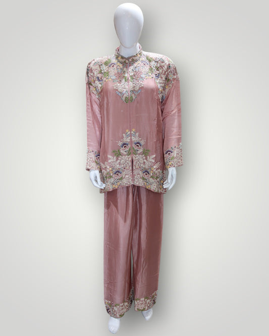 Pink Pure Crepe Designer Cord Set
